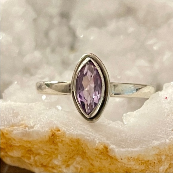 Faceted Purple Amethyst Sterling Silver 925 Ring Size 9 - Picture 1 of 6